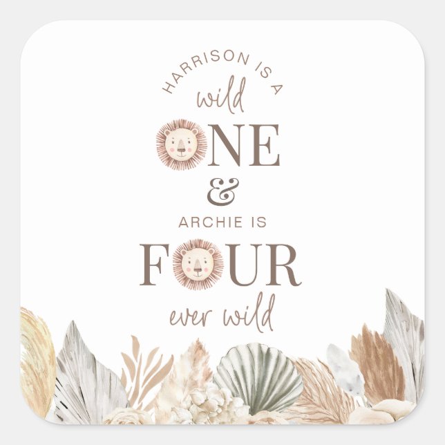 Sticker Carré Parti mixte sauvage un et quatre jamais sauvage (Devant)