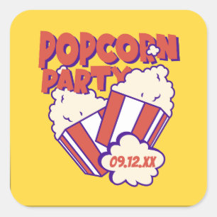 Sticker Carré Parti Popcorn personnalisé