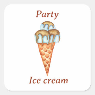Sticker Carré Partie de crème glacée minimale
