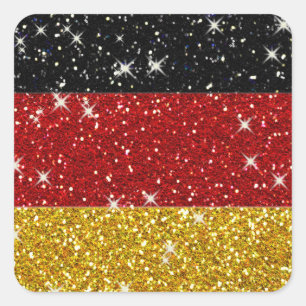Sticker Carré Parties scintillant Allemagne Drapeau avec étincel