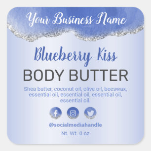 Sticker Carré Parties scintillant argenté Découpe Bleu Agate Pro