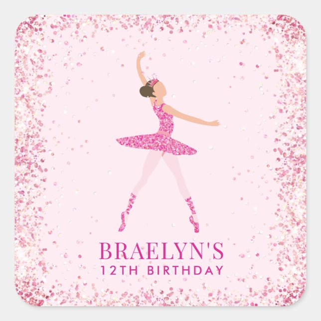Sticker Carré Parties scintillant Ballerina Confetti Conception  (Devant)