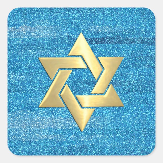 Sticker Carré Parties scintillant bleu turquoise bat mitzvah ave (Devant)