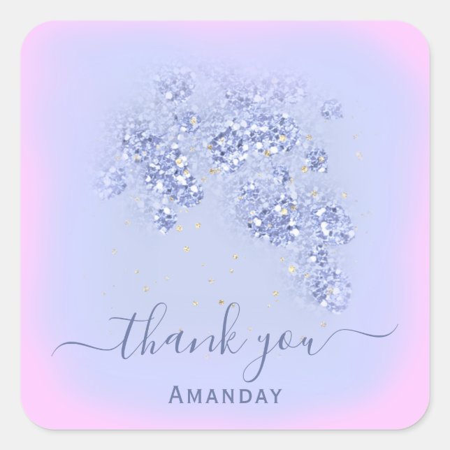 Sticker Carré Parties scintillant Bleue Duisâtre Floral Confetti (Devant)