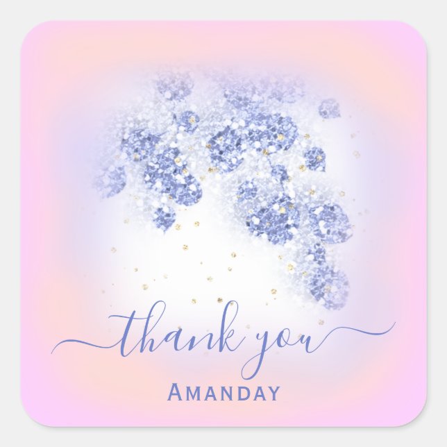 Sticker Carré Parties scintillant bleue Dusty Floral Gold Confet (Devant)