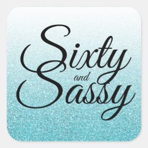 Sticker Carré Parties scintillant bleue Ombre 60 et Sassy 60e an