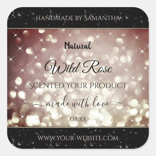 Sticker Carré Parties scintillant Bourgogne légère Étoiles Étinc (Devant)