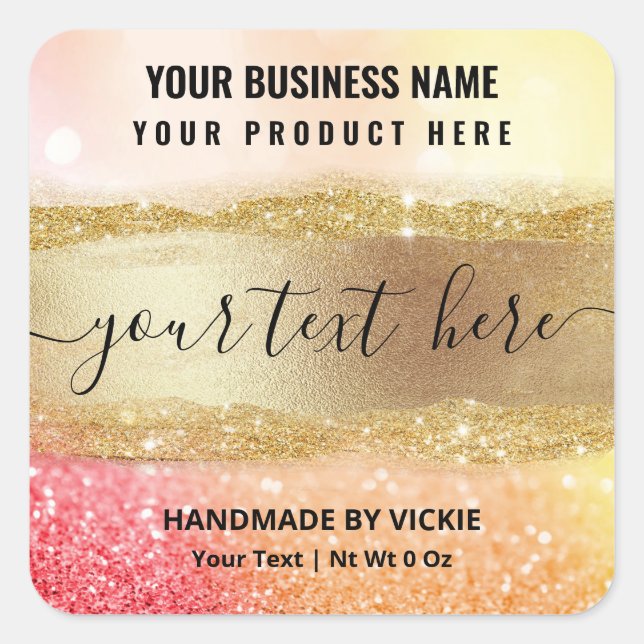 Sticker Carré Parties scintillant de feu étincelant orange jaune (Devant)