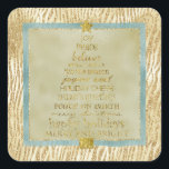 Sticker Carré Parties scintillant de glam or Zebra Christmas Tre<br><div class="desc">Gold Glam Parties scintillant Zebra Print Sparkle (image de la parties scintillant) mots inspirants arbre de Noël avec étoile</div>