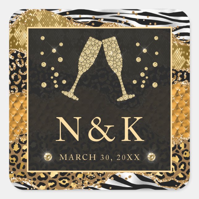 Sticker Carré Parties scintillant de la jungle sauvage d'Orange  (Devant)