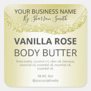 Sticker Carré Parties scintillant de luxe Gold Agate produit Jar
