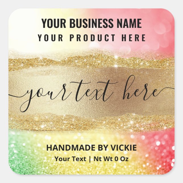 Sticker Carré Parties scintillant de Noël pétillante Red Green É (Devant)