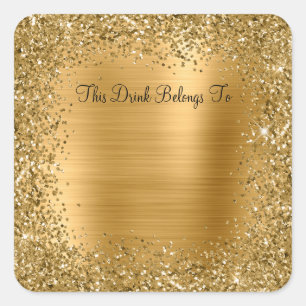 Sticker Carré Parties scintillant d'or et huile Ce drink apparti