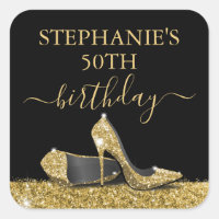 Parties scintillant d'or noir talons hauts Anniver