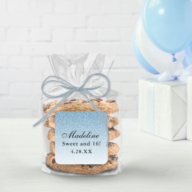 Sticker Carré Parties scintillant en verre bleu clair personnali (Créateur téléchargé)