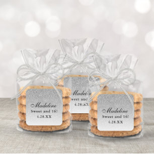 Sticker Carré Parties scintillant Glam argent personnalisé