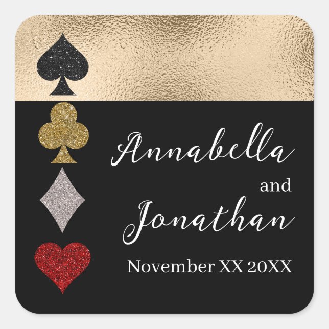 Sticker Carré Parties scintillant Gold & Black Las Vegas Casino  (Devant)