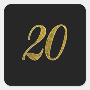 Sticker Carré Parties scintillant Gold Numéro 20