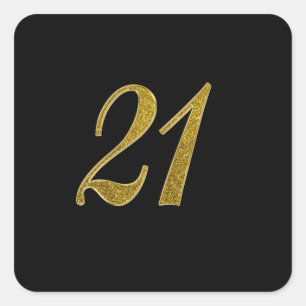 Sticker Carré Parties scintillant Gold Numéro 21