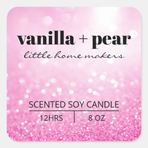 Sticker Carré Parties scintillant moderne Bokeh Soy rose Étiquet