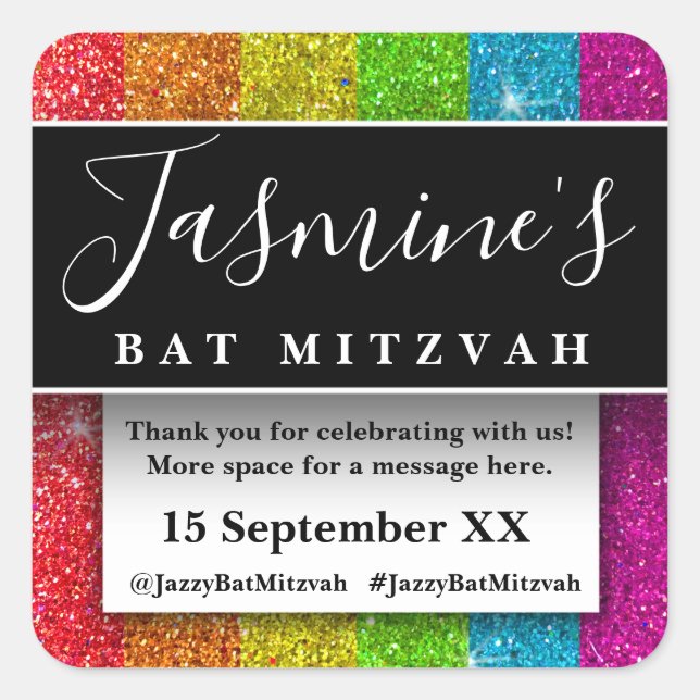 Sticker Carré Parties scintillant moderne fête d'anniversaire fa