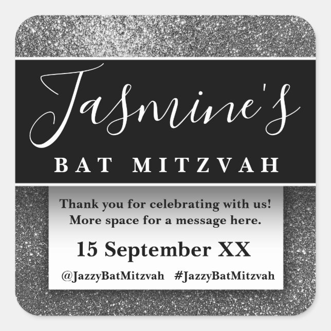 Sticker Carré Parties scintillant moderne fête d'anniversaire fa (Devant)