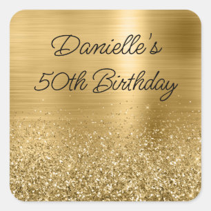 Sticker Carré Parties scintillant or Sparkly et Foil 50e anniver
