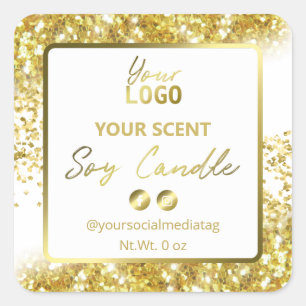 Sticker Carré Parties scintillant professionnelle en or blanc So
