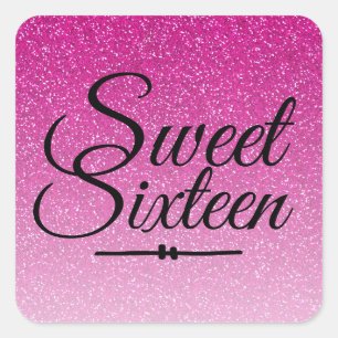 Sticker Carré Parties scintillant rose faux moderne ombre Sweet