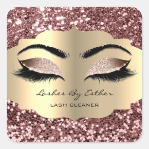 Sticker Carré Parties scintillant Rose Gold Lashes Nettoyant maq