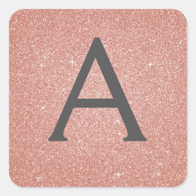 Sticker Carré Parties scintillant rose Rose or et Monogramme éti (Devant)