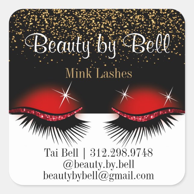 Sticker Carré Parties scintillant rouge (Devant)