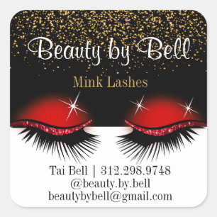 Sticker Carré Parties scintillant rouge