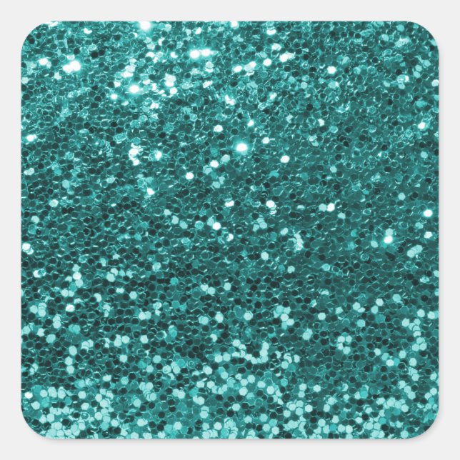 Sticker Carré Parties scintillant Turquoise chic Faux (Devant)