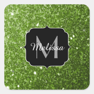 Sticker Carré Parties scintillant vert clair brille Monogram