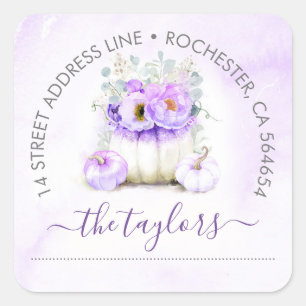 Sticker Carré Parties scintillant violet Citrouille Automne Adre