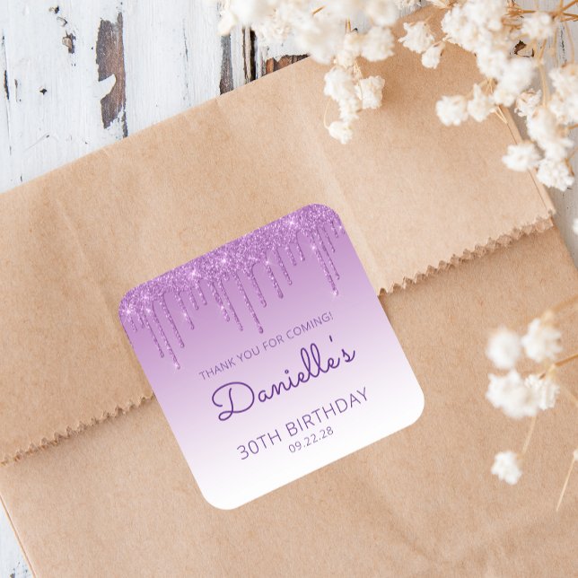 Sticker Carré Parties scintillant violette 30e anniversaire Merc (Créateur téléchargé)