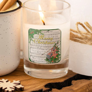 Sticker Carré Partition de Noël Vintage Musique avec Violon Fest