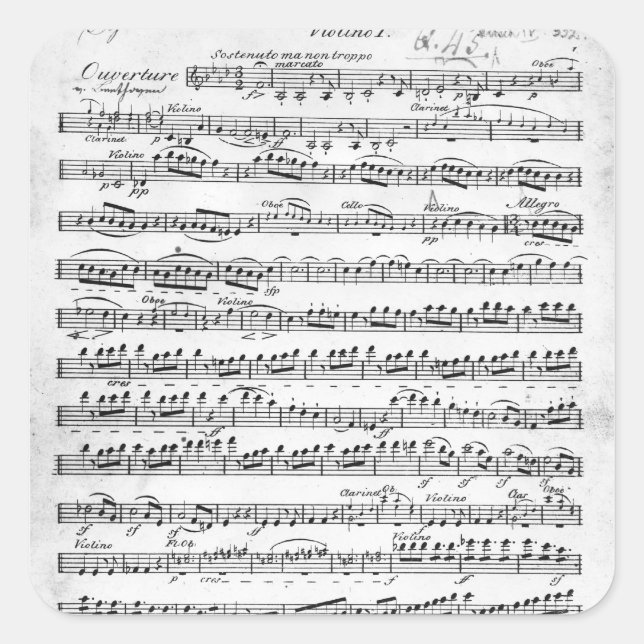 Sticker Carré Partition pour l'ouverture à 'Egmont' (Devant)