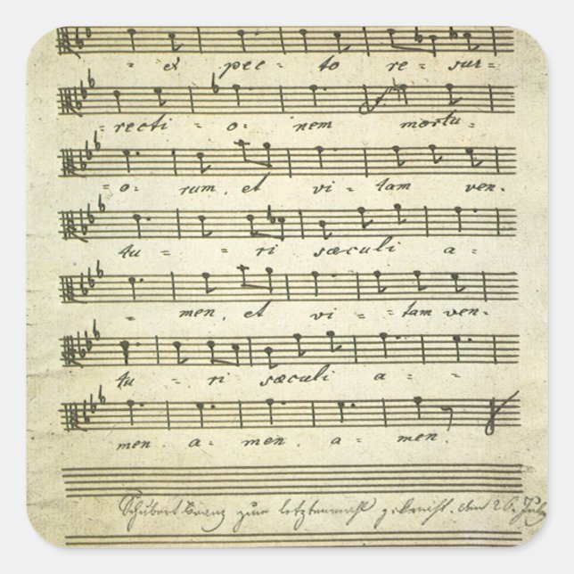 Sticker Carré Partition vintage, Partition musicale antique 1810 (Devant)