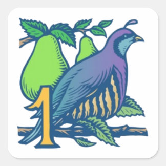 Sticker Carré Partridge dans un arbre à poires