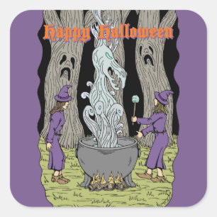 Sticker Carré Pas ce qu'ils attendaient Joyeux Halloween