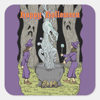 Sticker Carré Pas ce qu'ils attendaient Joyeux Halloween