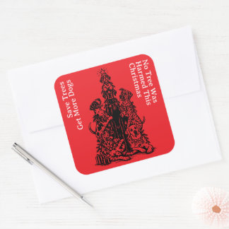 Sticker Carré Pas d'arbre blessé Grand Danois Noël