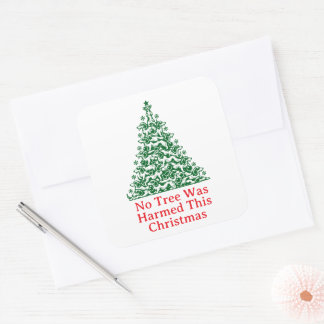Sticker Carré Pas d'arbre blessé Noël teckel
