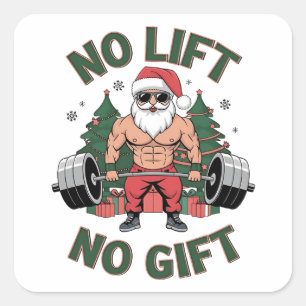 Sticker Carré Pas d'ascenseur Pas de cadeau Amusant Santa Claus