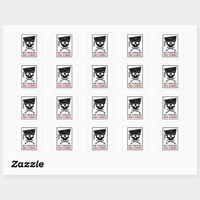 Sticker Carré Pas de financement, pas de remèdes (Feuille)