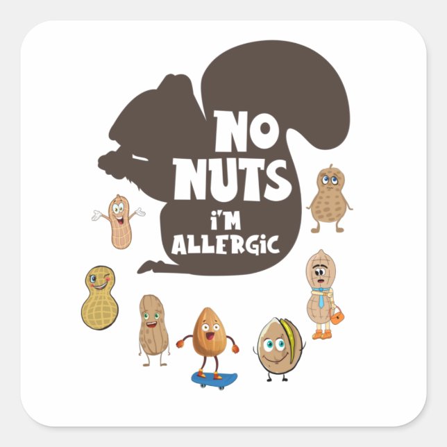 Sticker Carré Pas de noix Je suis Allergic Peanut Sensibilisatio (Devant)