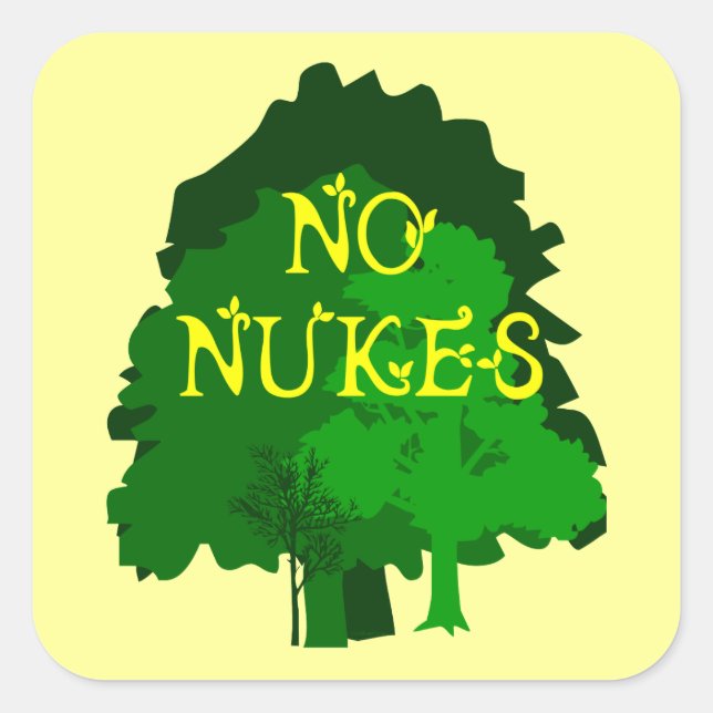 Sticker Carré Pas de Nukes qui dit avec des arbres (Devant)