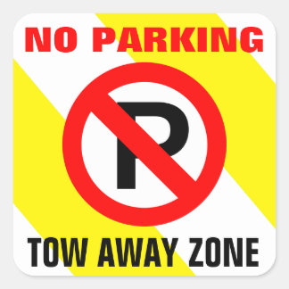 Sticker Carré Pas de parking Signe blanc jaune